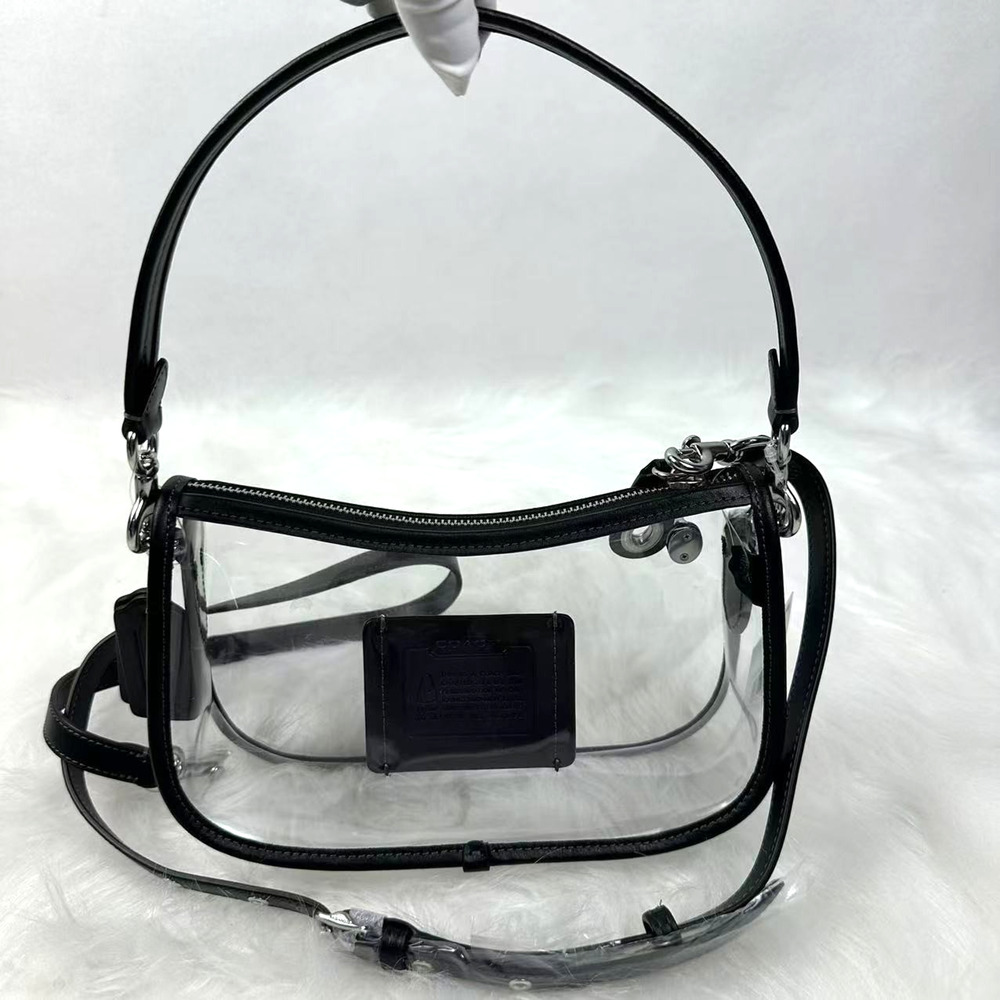 Coach Stadium Swinger Bag Clear Shoulder/Crossbody In Silver/Black CBH13 NWT